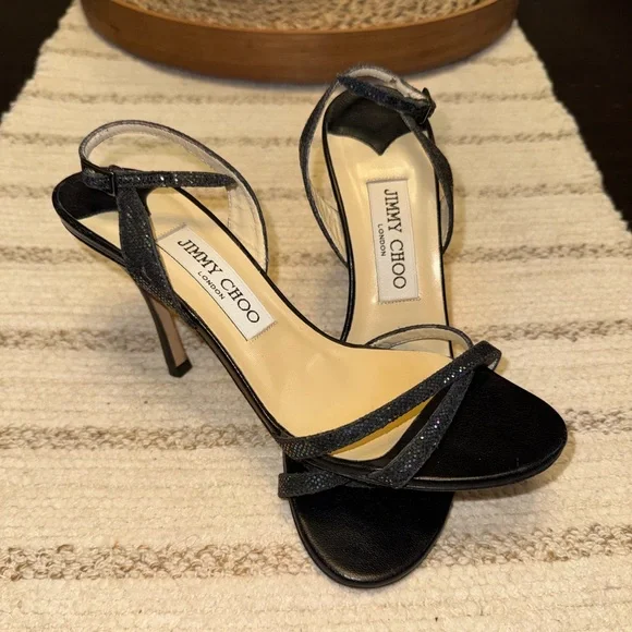 Jimmy Choo Black Strappy Ankle-Heel Sandals - Picture 2 of 5